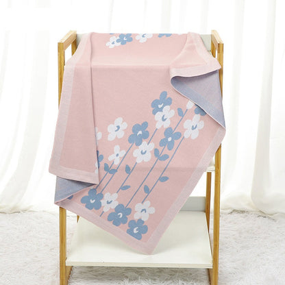 MyKids-USA® Knitted Beautiful Flower Soft Baby Blanket, Perfect For Newborn Boys And Girls