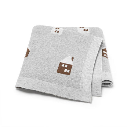 MyKids-USA® Knitted Cute Little House Soft Baby Blanket, Perfect For Newborn Boys And Girls