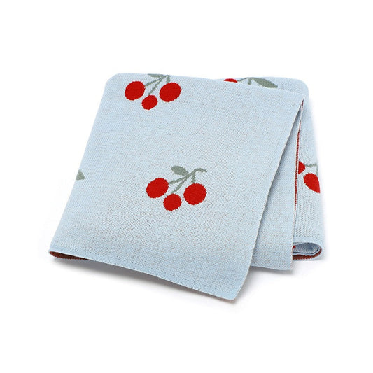 Knitted Cute And Sweet Cherry Soft Baby Blanket, Perfect For Newborns