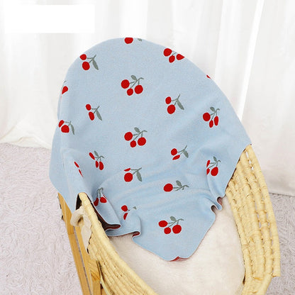 Knitted Cute And Sweet Cherry Soft Baby Blanket, Perfect For Newborns