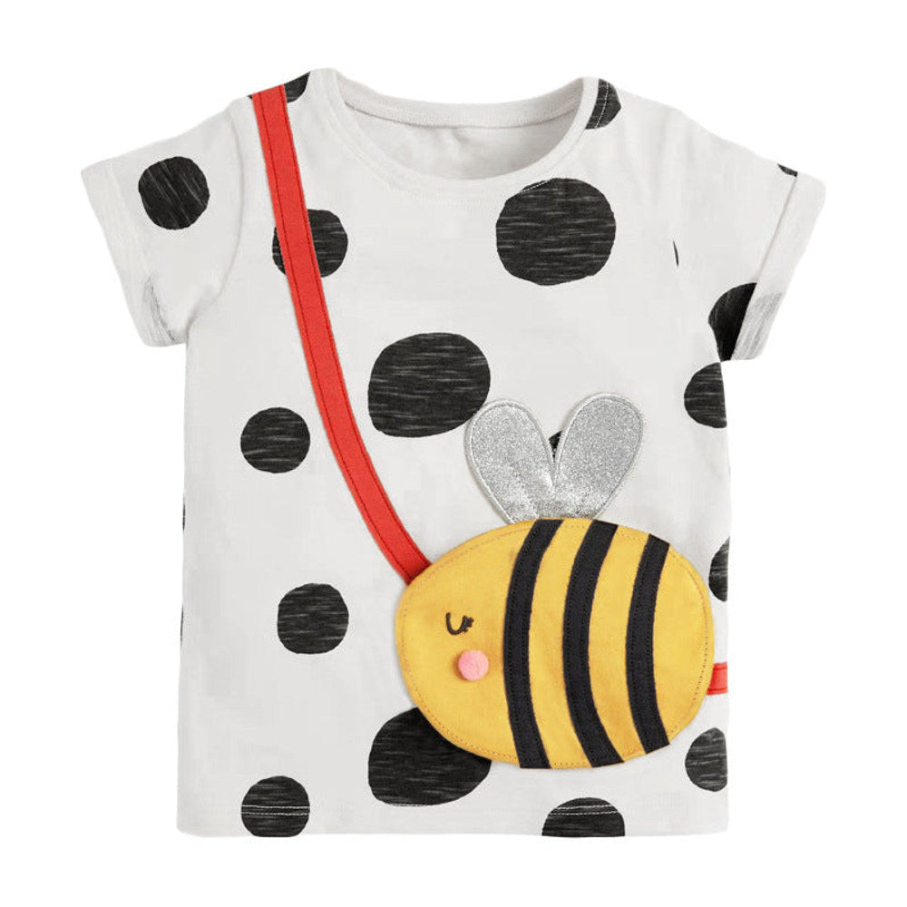 MyKids-USA® Girls’ Bee Pattern Polka Dots T-Shirt In European And American Style
