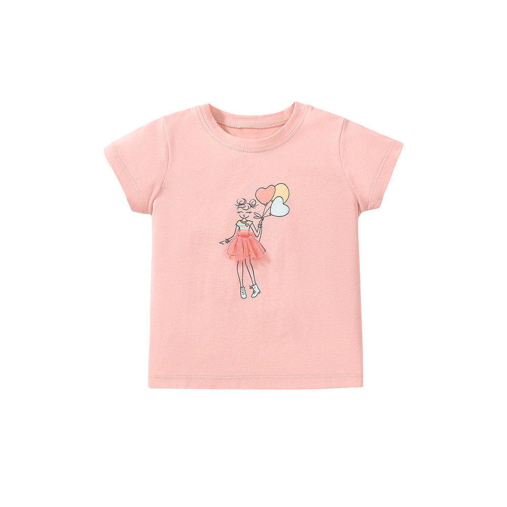 MyKids-USA® Girls Lady Print T-Shirt In European And American Style