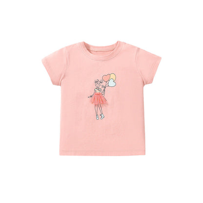 MyKids-USA® Girls Lady Print T-Shirt In European And American Style