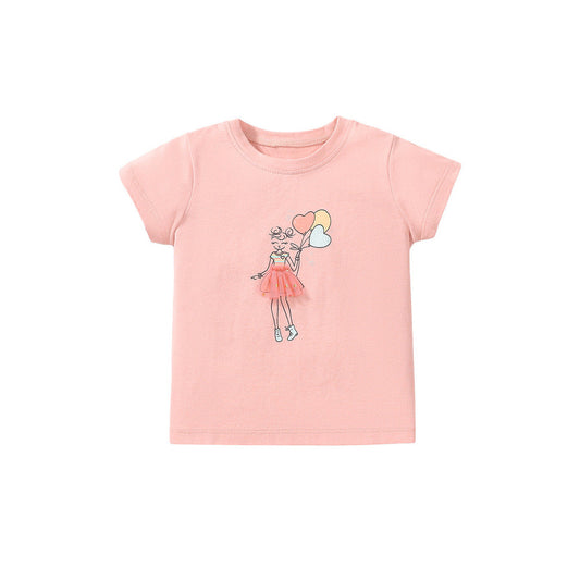 MyKids-USA® Girls Lady Print T-Shirt In European And American Style For Summer