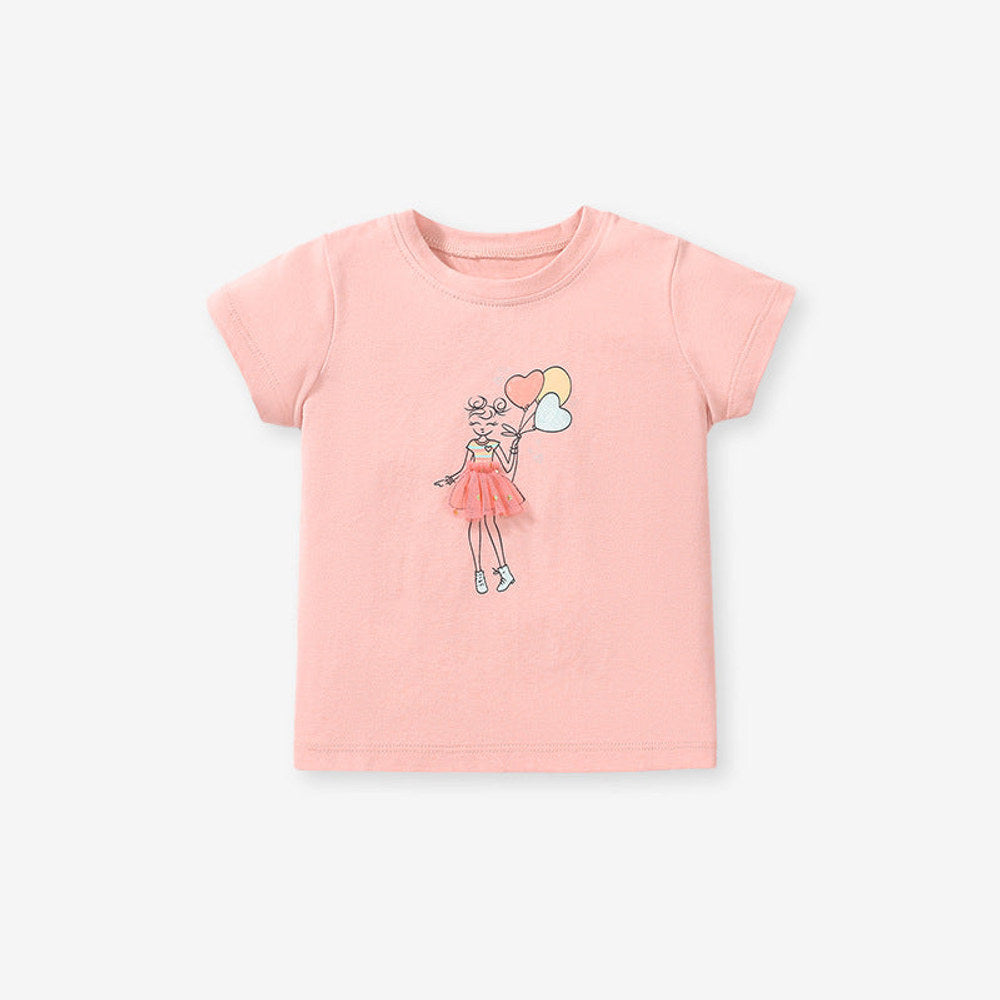 MyKids-USA® Girls Lady Print T-Shirt In European And American Style