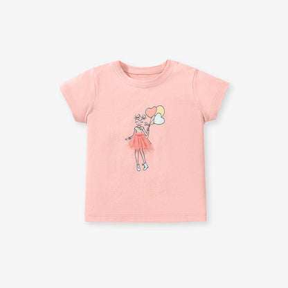 MyKids-USA® Girls Lady Print T-Shirt In European And American Style