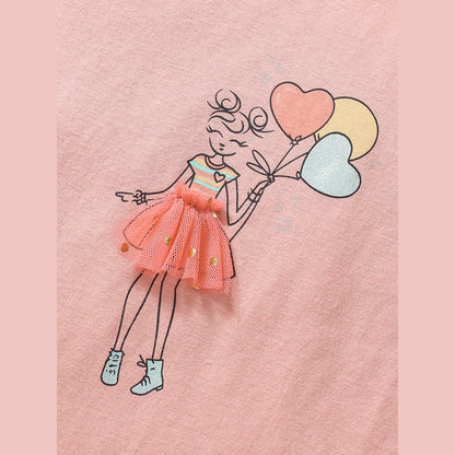 MyKids-USA® Girls Lady Print T-Shirt In European And American Style