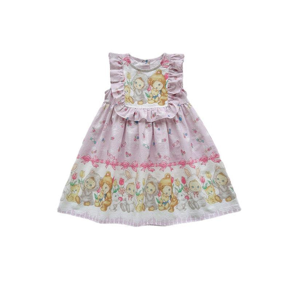 MyKids-USA® Kids Girls Cute Baby Print Sleeveless Design Princess Dress