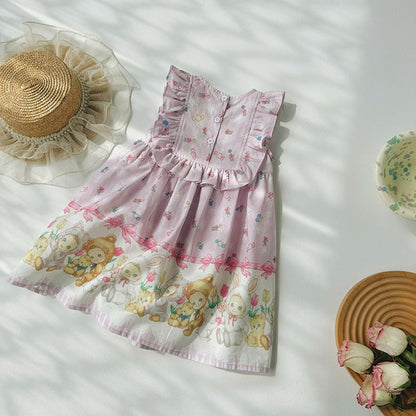 MyKids-USA® Kids Girls Cute Baby Print Sleeveless Design Princess Dress
