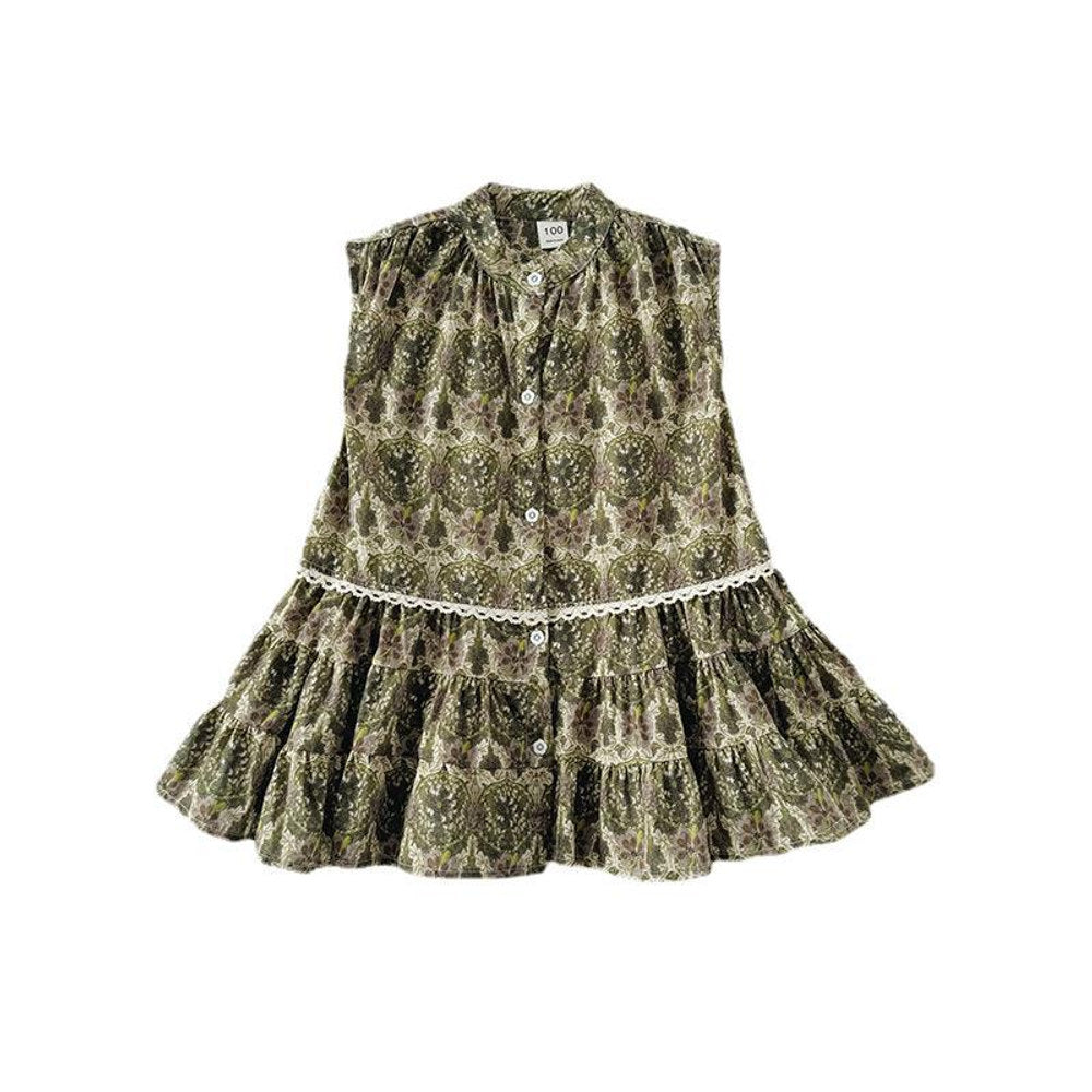 MyKids-USA® Kids Girls Sleeveless Vintage Style Single Breasted Dress