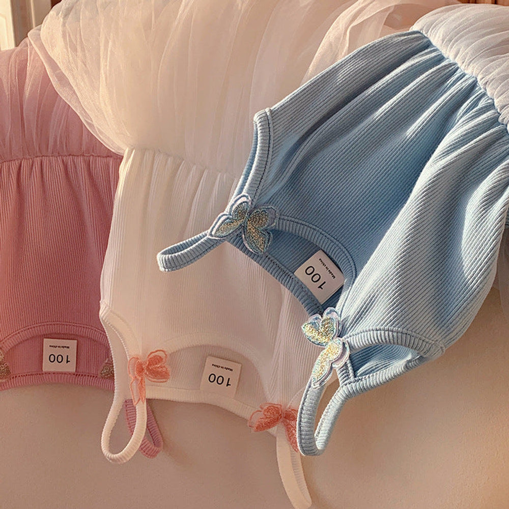 MyKids-USA® Kids Girls Cute Design Solid Color Sleeveless Chiffon Butterfly Strap Dress