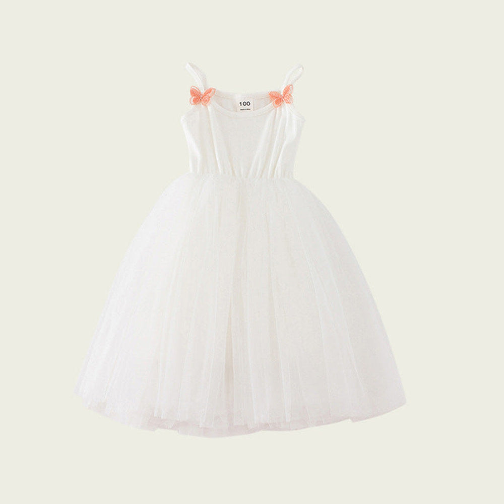 MyKids-USA® Kids Girls Cute Design Solid Color Sleeveless Chiffon Butterfly Strap Dress