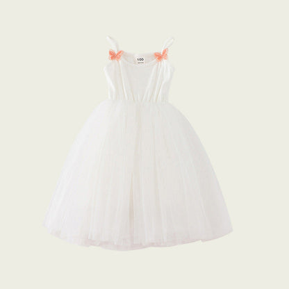MyKids-USA® Kids Girls Cute Design Solid Color Sleeveless Chiffon Butterfly Strap Dress
