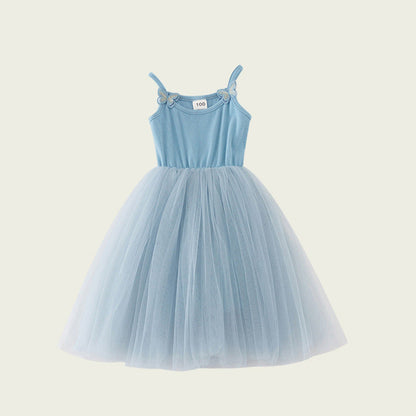 MyKids-USA® Kids Girls Cute Design Solid Color Sleeveless Chiffon Butterfly Strap Dress