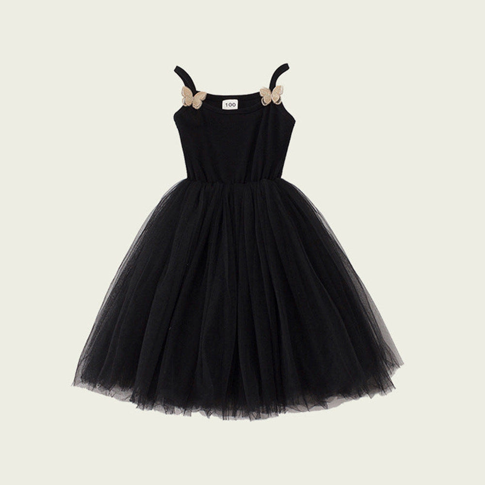 MyKids-USA® Kids Girls Cute Design Solid Color Sleeveless Chiffon Butterfly Strap Dress