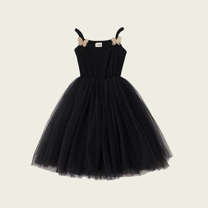MyKids-USA® Kids Girls Cute Design Solid Color Sleeveless Chiffon Butterfly Strap Dress