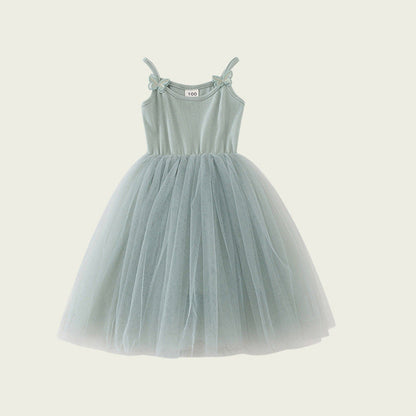 MyKids-USA® Kids Girls Cute Design Solid Color Sleeveless Chiffon Butterfly Strap Dress