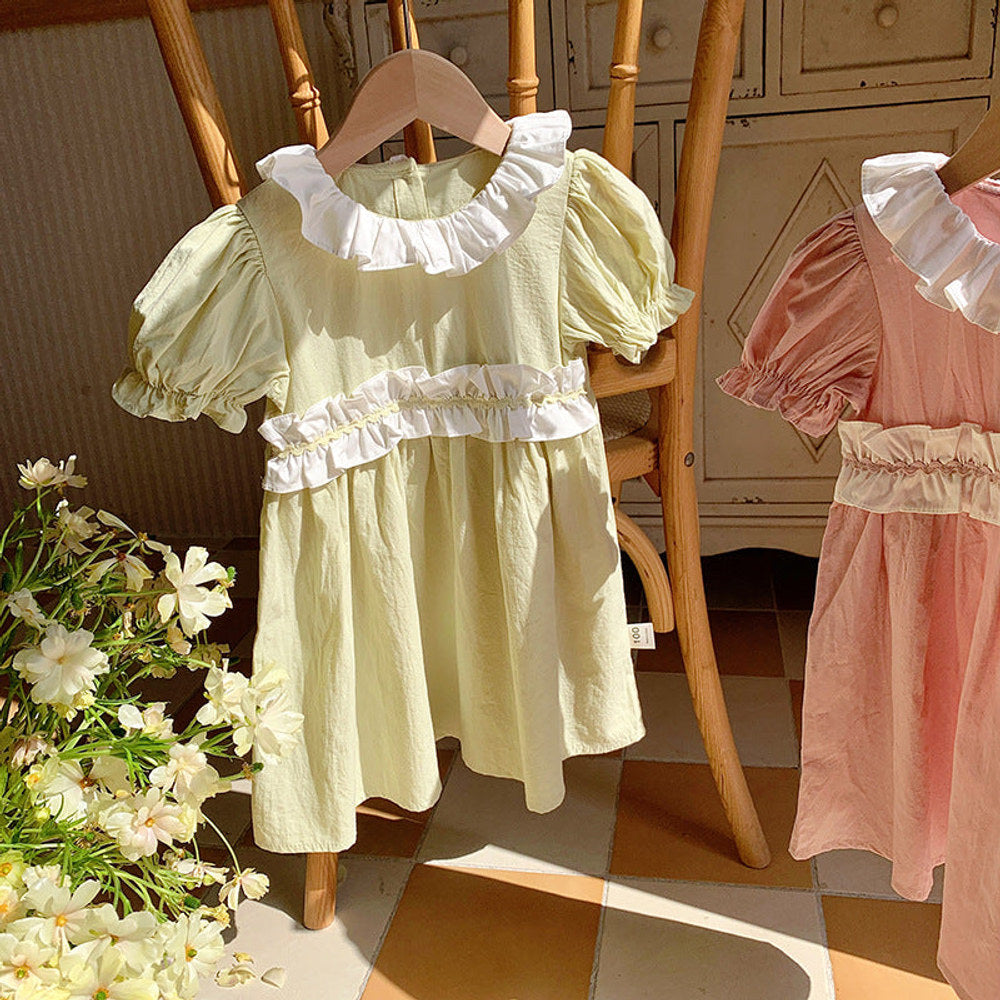 MyKids-USA® Kids Girls Short Sleeves Ruffle Collar Princess Dress
