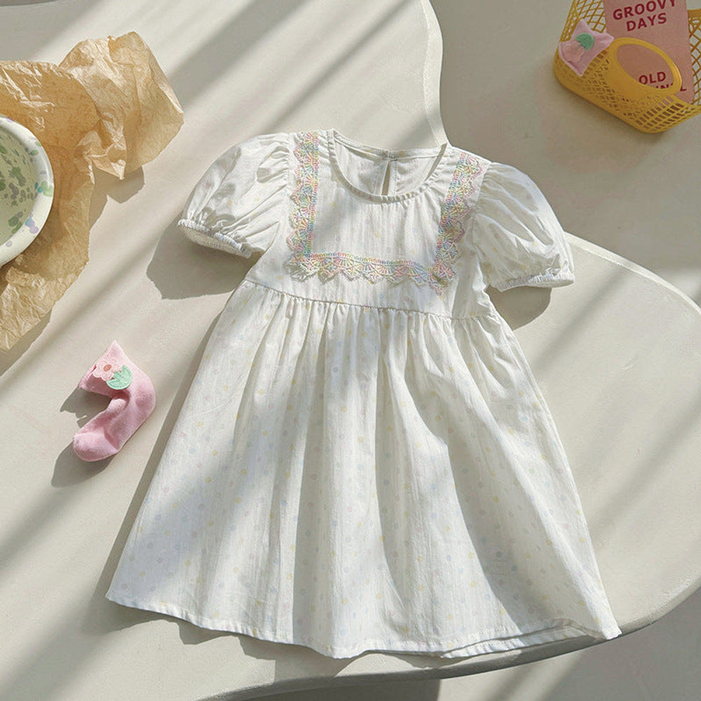 MyKids-USA® Kids Girls Short Sleeves Polka Dots Dress