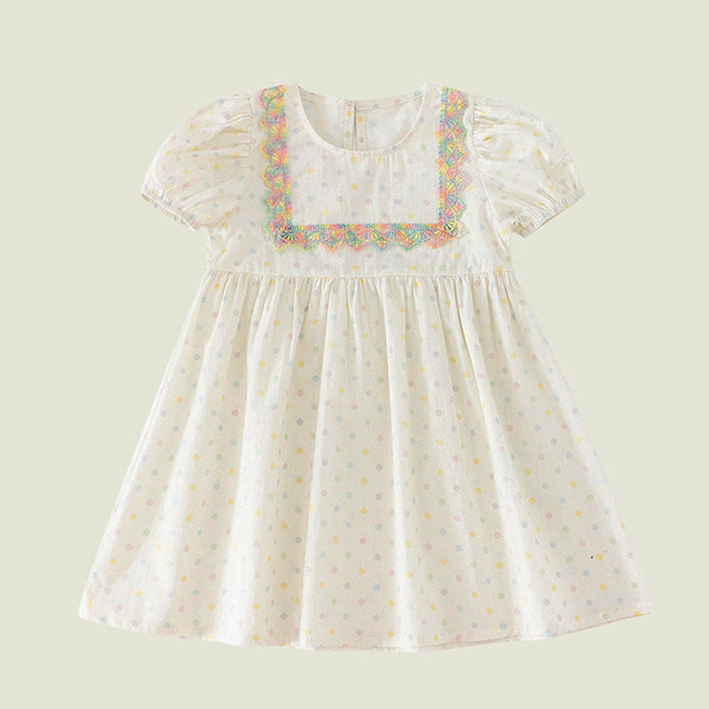 MyKids-USA® Kids Girls Short Sleeves Polka Dots Dress