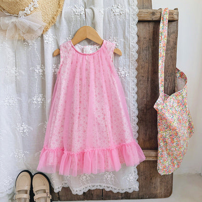 MyKids-USA® Design Kids Girls Cute Floral Print Sleeveless Mesh Dress