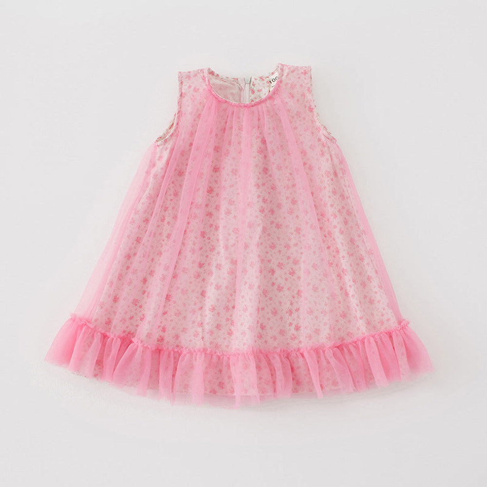 MyKids-USA® Design Kids Girls Cute Floral Print Sleeveless Mesh Dress