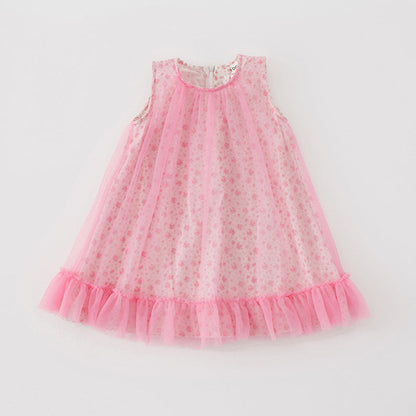 MyKids-USA® Design Kids Girls Cute Floral Print Sleeveless Mesh Dress