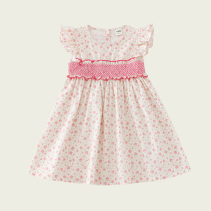 MyKids-USA® Baby Kids Girls Fly Sleeves Floral Print Dress