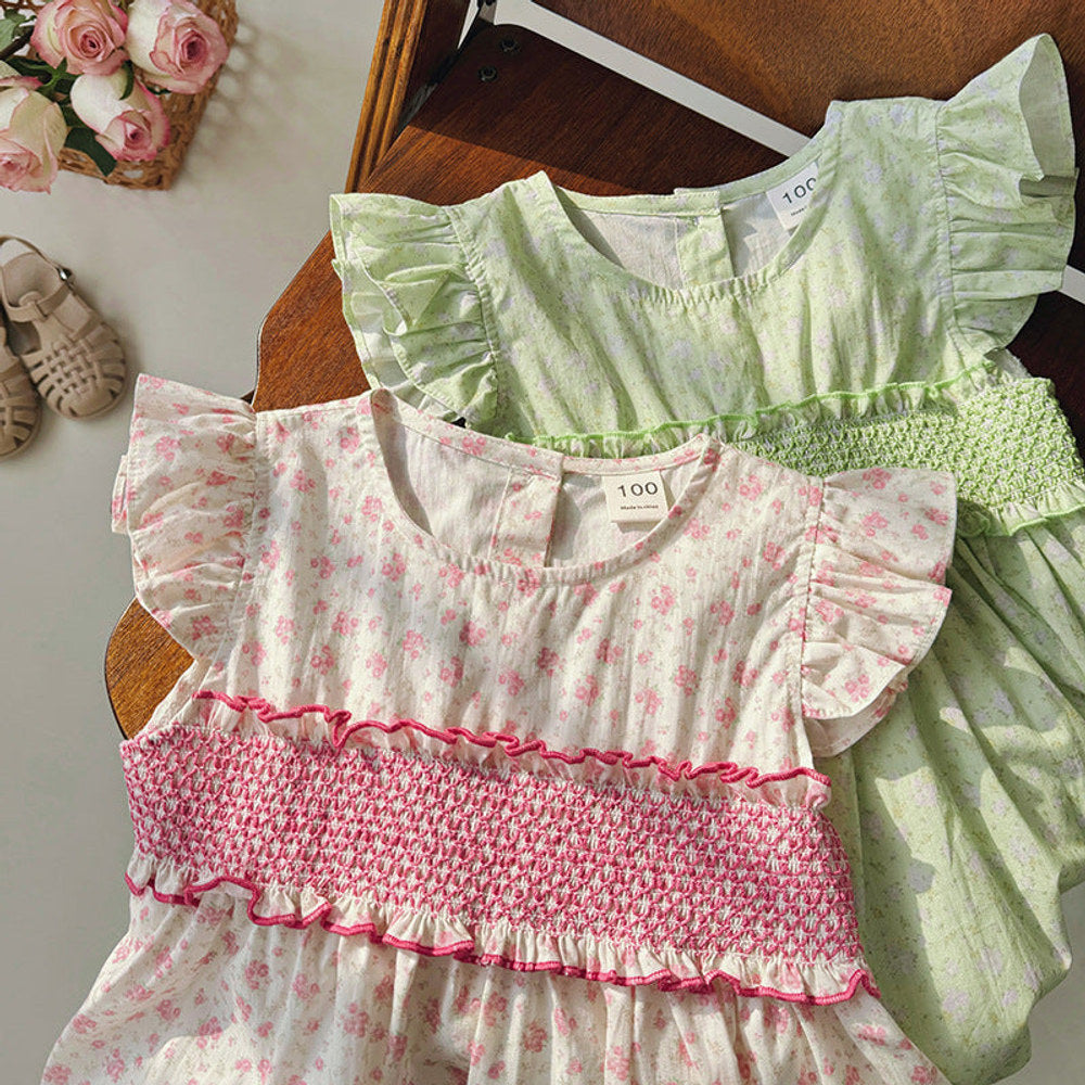 MyKids-USA® Baby Kids Girls Fly Sleeves Floral Print Dress