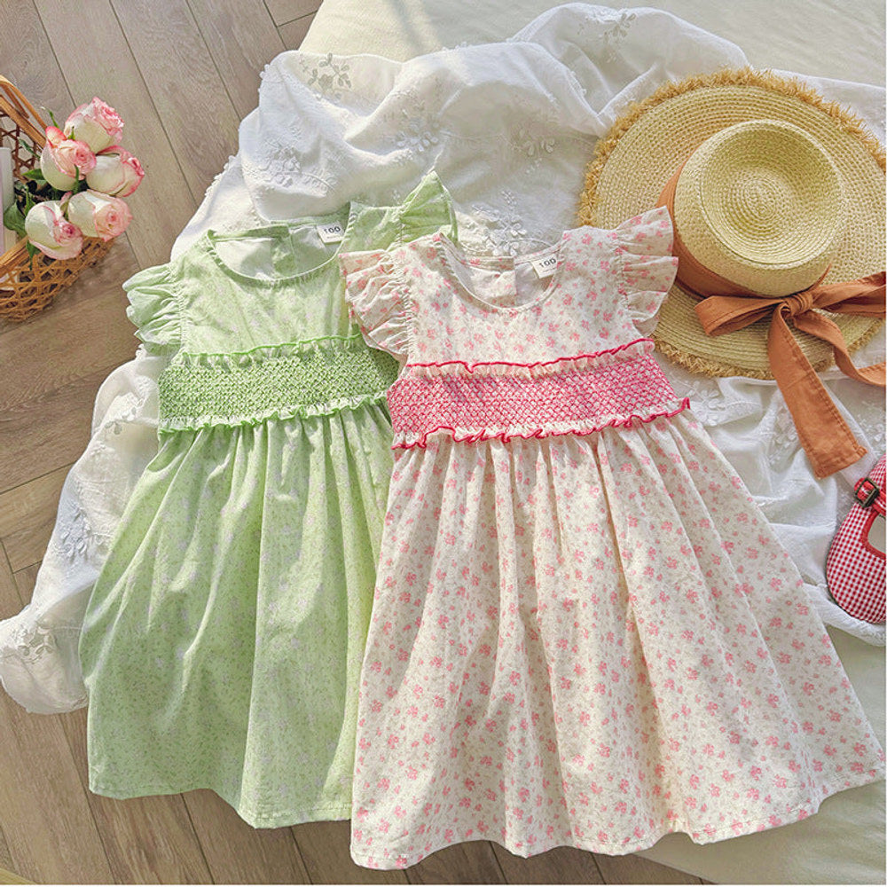 MyKids-USA® Baby Kids Girls Fly Sleeves Floral Print Dress