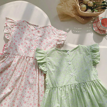 MyKids-USA® Baby Kids Girls Fly Sleeves Floral Print Dress