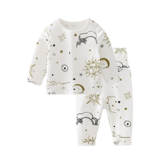 MyKids-USA® Baby Sun Moon Star Graphic Long Sleeve Bottoming Shirt Trousers Clothing Sets