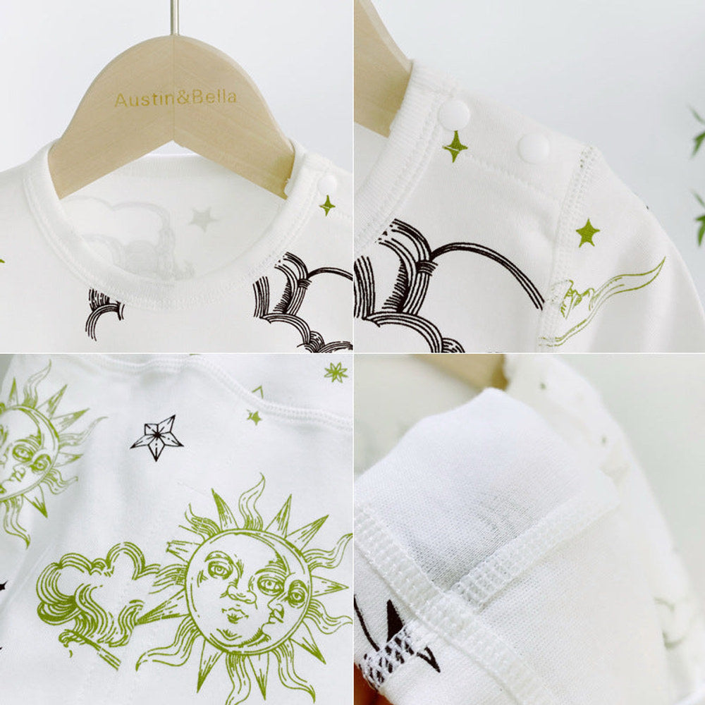 MyKids-USA® Baby Sun Moon Star Graphic Long Sleeve Bottoming Shirt Trousers Clothing Sets