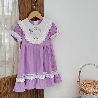 MyKids-USA® Baby Kids Girls Short Sleeves Noble Princess Dress