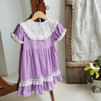 MyKids-USA® Baby Kids Girls Short Sleeves Noble Princess Dress