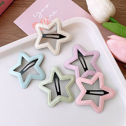 MyKids-USA® Of 5 Candy-Colored Hollow Out Star/Cloud Shaped Hair Clips