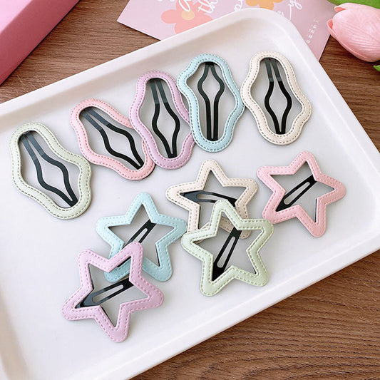 MyKids-USA® Of 5 Candy-Colored Hollow Out Star/Cloud Shaped Hair Clips
