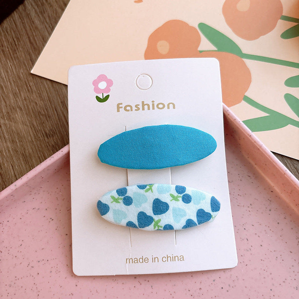MyKids-USA® Of 2 Candy-Colored Oval Cloth Hair Clips