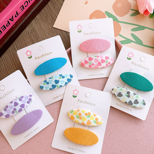 MyKids-USA® Of 2 Candy-Colored Oval Cloth Hair Clips