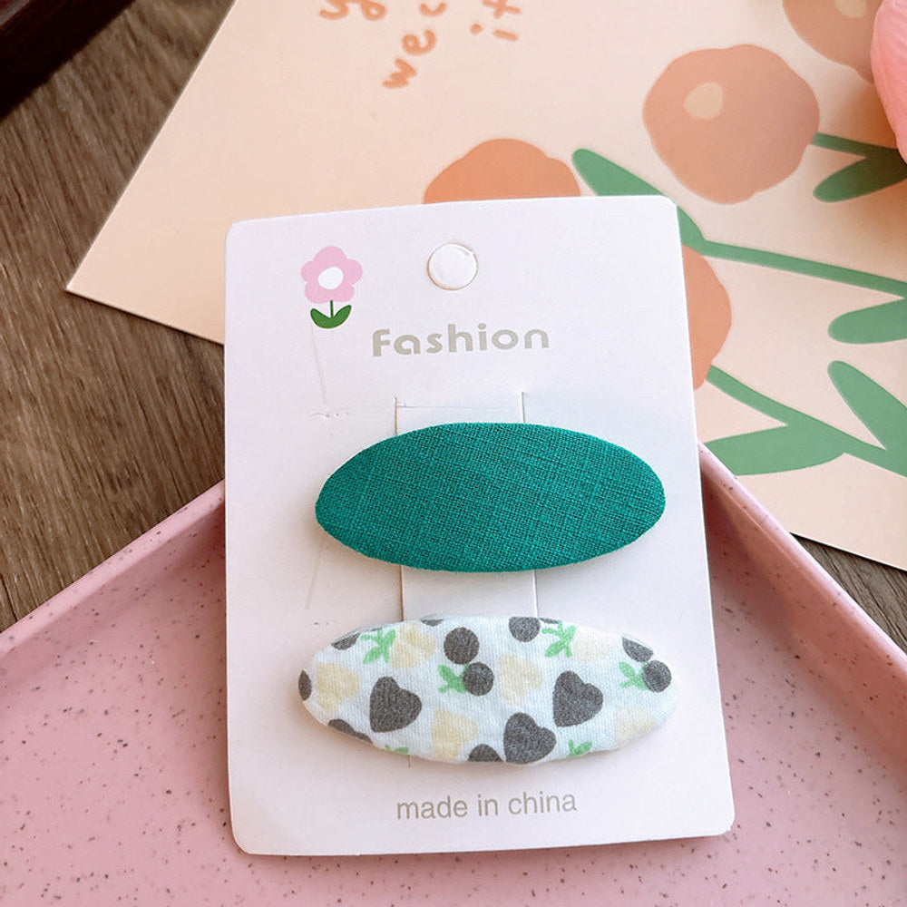 MyKids-USA® Of 2 Candy-Colored Oval Cloth Hair Clips