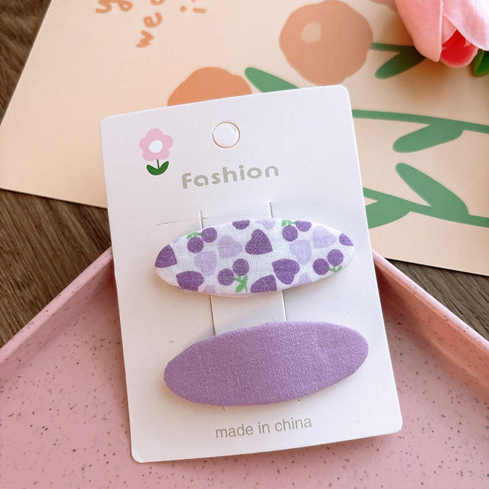 MyKids-USA® Of 2 Candy-Colored Oval Cloth Hair Clips