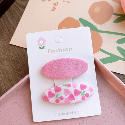 MyKids-USA® Of 2 Candy-Colored Oval Cloth Hair Clips