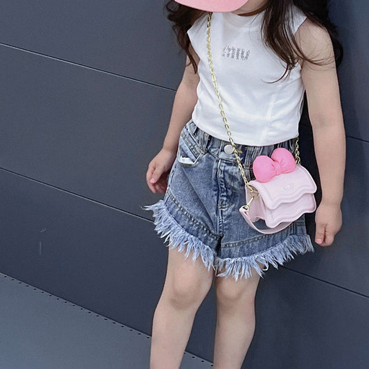 MyKids-USA® Stylish Mini Carry-On Girls’ Portable Big Bow Princess Crossbody Handbag