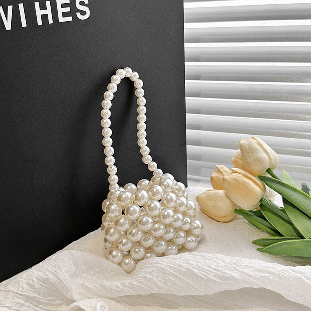MyKids-USA® Stylish Cute Carry-On Girls’ Portable Beaded Beige Princess Crossbody Handbag