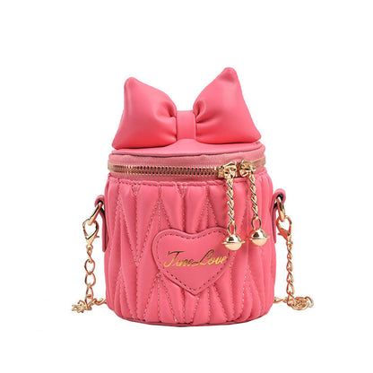 MyKids-USA® Stylish Pleated Carry-On Girls’ Portable Zipper Princess Crossbody Barrel Bag