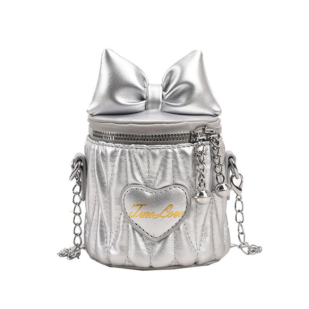 MyKids-USA® Stylish Pleated Carry-On Girls’ Portable Zipper Princess Crossbody Barrel Bag