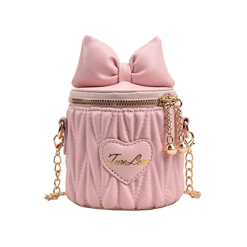 MyKids-USA® Stylish Pleated Carry-On Girls’ Portable Zipper Princess Crossbody Barrel Bag