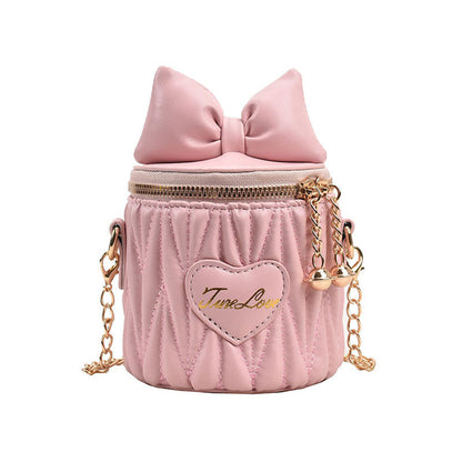 MyKids-USA® Stylish Pleated Carry-On Girls’ Portable Zipper Princess Crossbody Barrel Bag