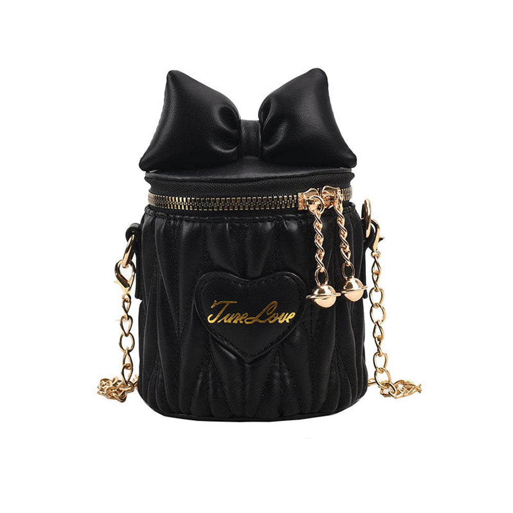 MyKids-USA® Stylish Pleated Carry-On Girls’ Portable Zipper Princess Crossbody Barrel Bag