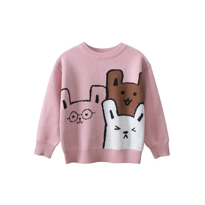 MyKids-USA® Baby Girls Kids Cute Animals Pattern Crew Neck Long Sleeves Knit Pullover